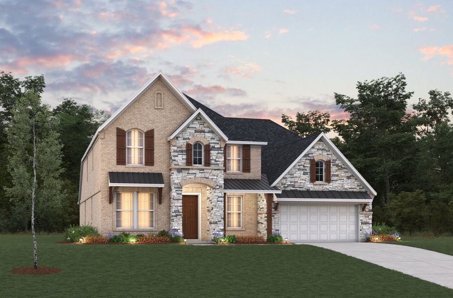 Representative exterior photo of a completed home built from the Lockhart by Beazer Homes in Legacy, League City, TX (Image 2). Representative exterior photo of a completed home built from the Lockhart by Beazer Homes in Legacy, League City, TX (Image 2).