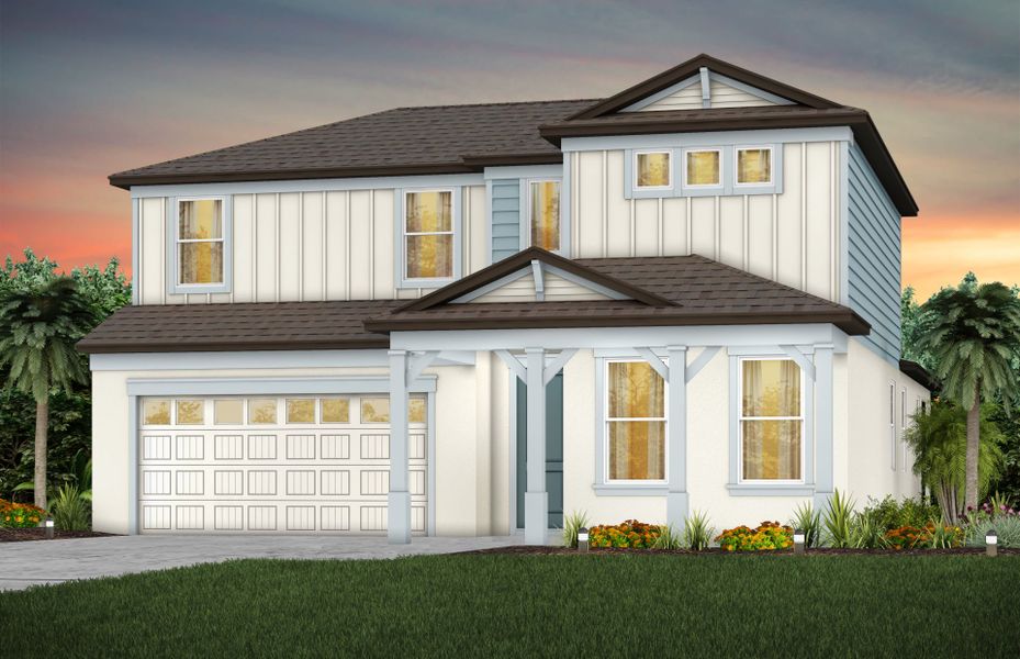 Representative exterior photo of a completed home built from the Coral Grand by Pulte Homes in Seaire, Parrish, FL (Image 20). Representative exterior photo of a completed home built from the Coral Grand by Pulte Homes in Seaire, Parrish, FL (Image 20).
