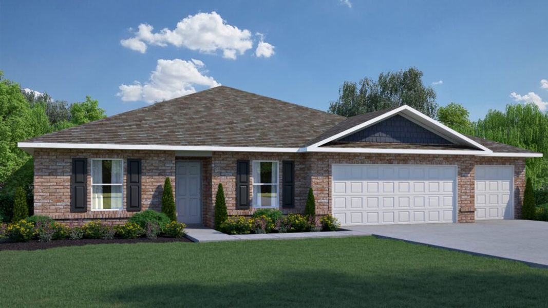 Representative exterior photo of a completed home built from the Bradford by Holiday Builders in Navarre, Navarre, FL (Image 3).