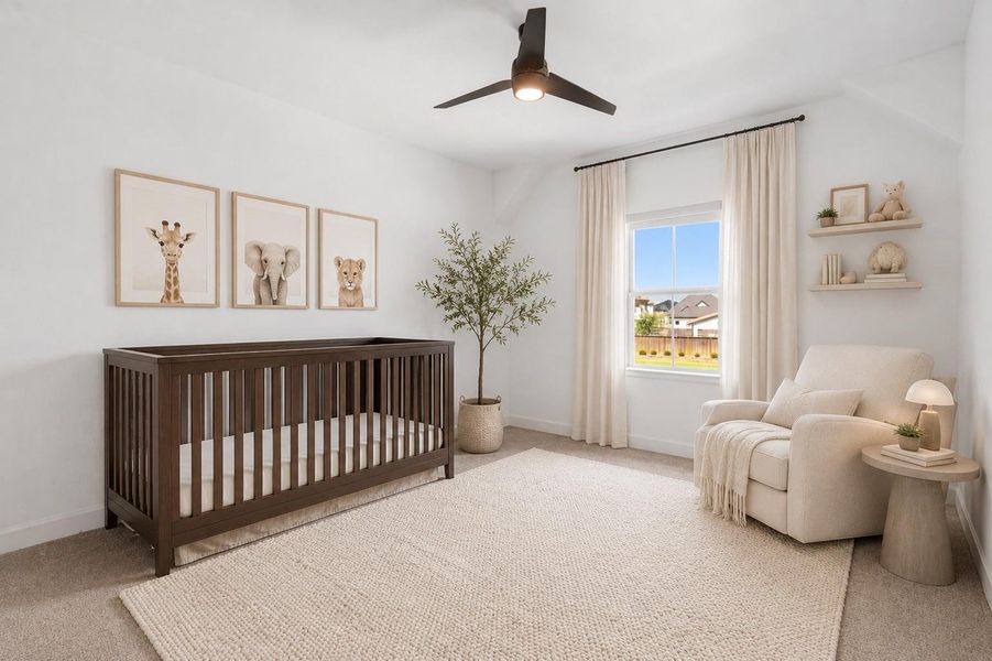 This fourth bedroom is the perfect space for a nursery, an older child, or designed with privacy in mind. *This photo has been virtually staged