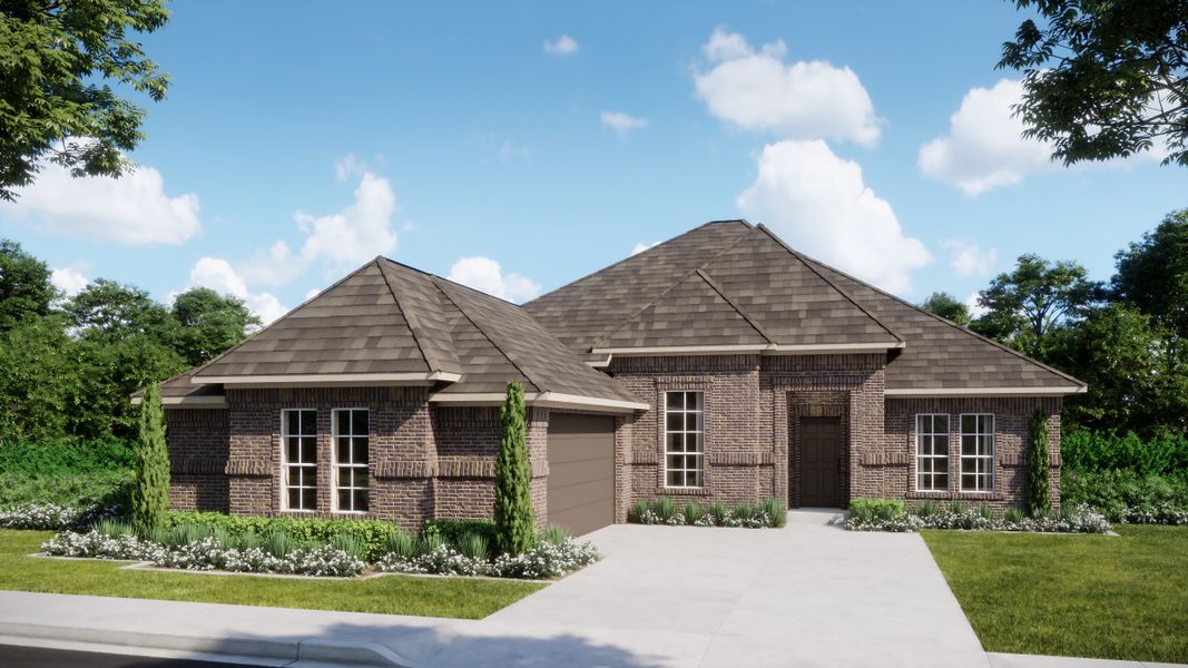 Representative exterior photo of a completed home built from the Concept 2267 by Risewell Homes in Abe's Landing, Granbury, TX (Image 5). Representative exterior photo of a completed home built from the Concept 2267 by Risewell Homes in Abe's Landing, Granbury, TX (Image 5).