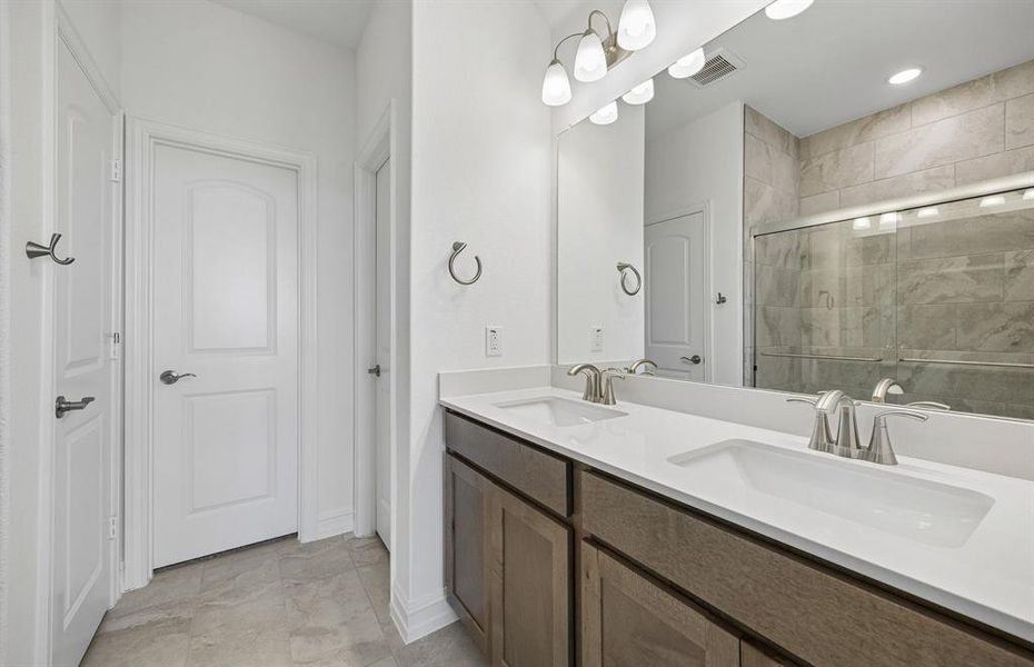 Primary bath with two vanities