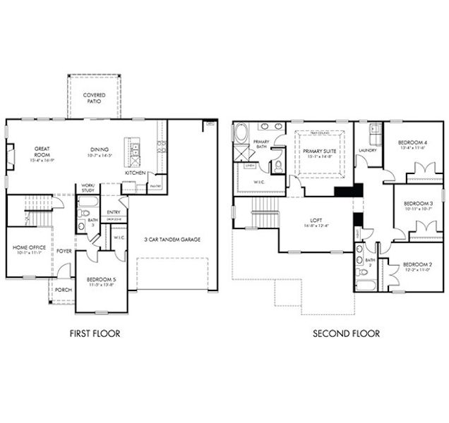 2D floor plan layout of this home in Cedar Shoals - Signature Collection, Piedmont, SC (Image 1).