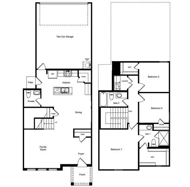 2D floor plan layout for the ALMOND by D.R. Horton in Orchard Village, Fort Worth, TX (Image 3). 2D floor plan layout for the ALMOND by D.R. Horton in Orchard Village, Fort Worth, TX (Image 3).