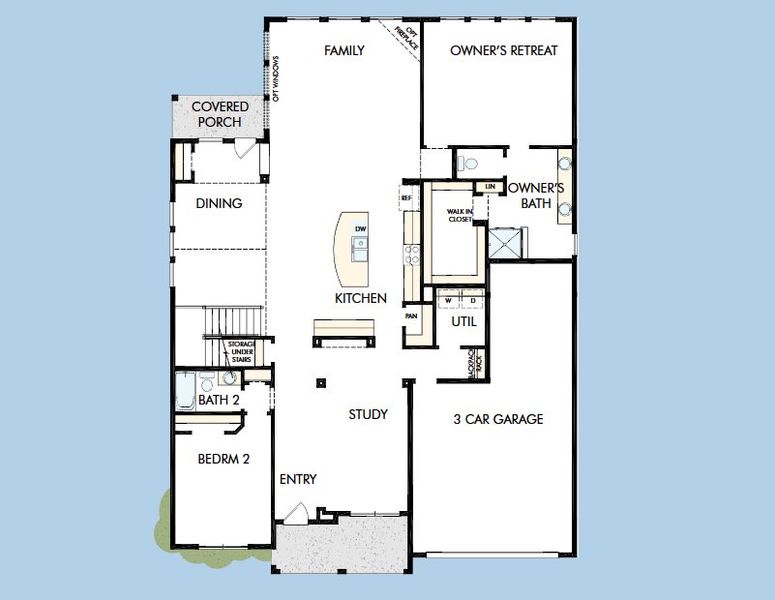 2D floor plan layout for the The Dandridge by David Weekley Homes in Myrtle Creek, Waxahachie, TX (Image 4). 2D floor plan layout for the The Dandridge by David Weekley Homes in Myrtle Creek, Waxahachie, TX (Image 4).