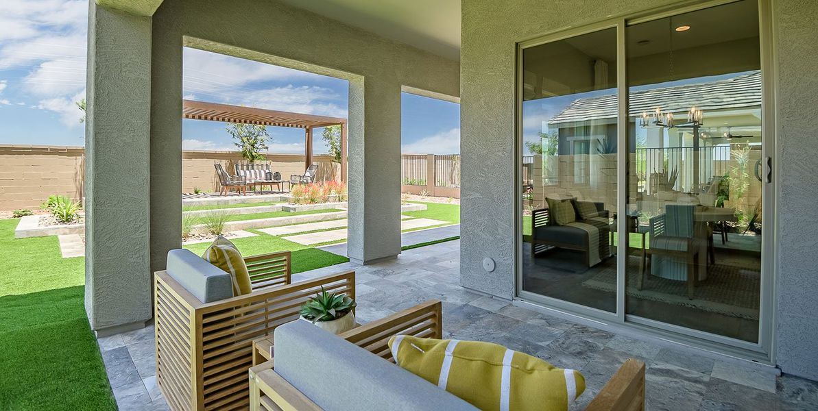 Exterior details and patio area of a home in Palo Verde at North Creek, Queen Creek (Image 3).