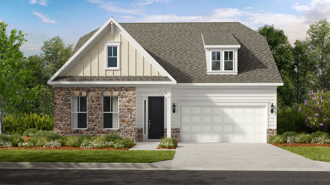 Representative exterior photo of a completed home built from the Presley by Taylor Morrison in River Falls, Tega Cay, SC (Image 1).