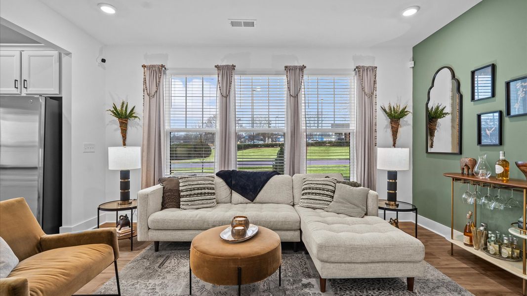 Representative furnished interior of a home built from the Corner Litchfield by DRB Homes in Gresham Station, Simpsonville (Image 7).