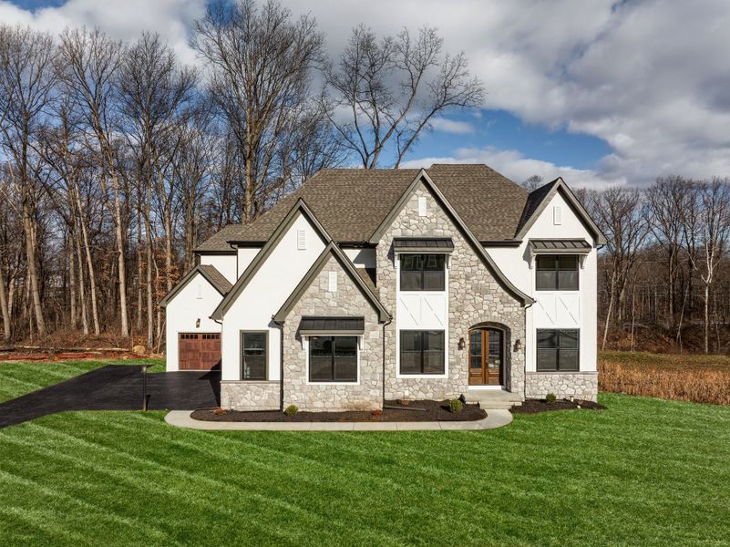 Representative exterior photo of a completed home built from the Devonshire by Keystone Custom Homes in McLean South Shore, Belmont, NC (Image 28).