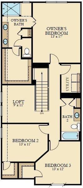 2D floor plan layout of this home in Bridgeland, Cypress, TX (Image 5).