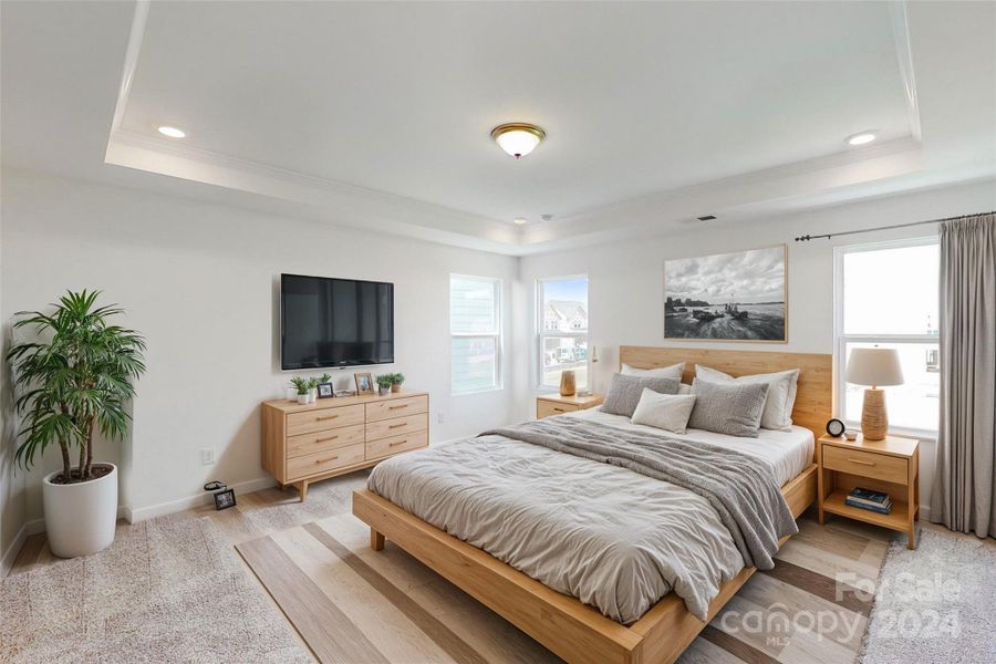 Owners bedroom shown with virtual staging