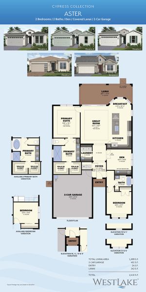 2D floor plan layout for the Aster by Minto Communities in Westlake, Loxahatchee, FL (Image 3).