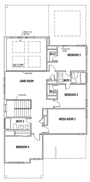 2D floor plan layout of this home in Crown Ridge Manor, San Antonio, TX (Image 3).