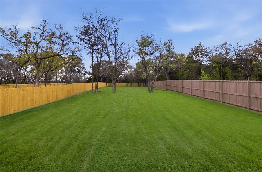 View of fenced backyard
