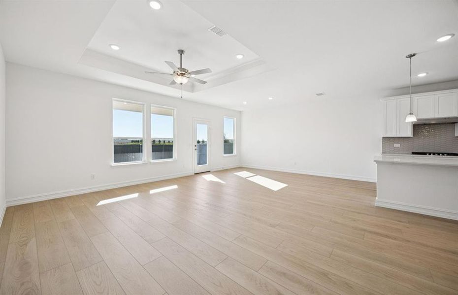 Spacious gathering room with large windows