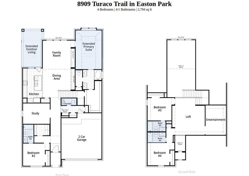 2D floor plan layout of this home in Easton Park, Austin, TX (Image 2). 2D floor plan layout of this home in Easton Park, Austin, TX (Image 2).