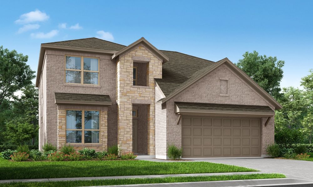 Representative exterior photo of a completed home built from the Raleigh by Impression Homes in De Berry Reserve, Royse City, TX (Image 14). Representative exterior photo of a completed home built from the Raleigh by Impression Homes in De Berry Reserve, Royse City, TX (Image 14).
