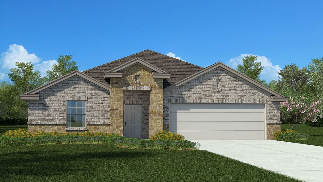 Representative exterior photo of a completed home built from the Everett by D.R. Horton in Three Creeks - Colt Creek, Belton, TX (Image 1). Representative exterior photo of a completed home built from the Everett by D.R. Horton in Three Creeks - Colt Creek, Belton, TX (Image 1).