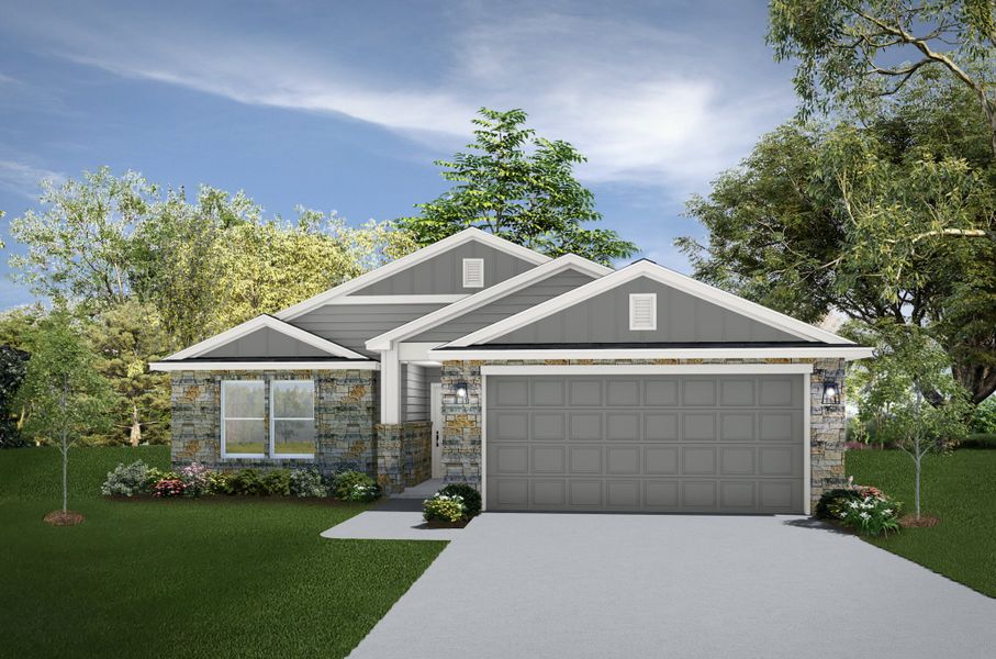 Representative exterior photo of a completed home built from the Lampasas by Flintrock Builder in Park Meadows, Lorena, TX (Image 2). Representative exterior photo of a completed home built from the Lampasas by Flintrock Builder in Park Meadows, Lorena, TX (Image 2).
