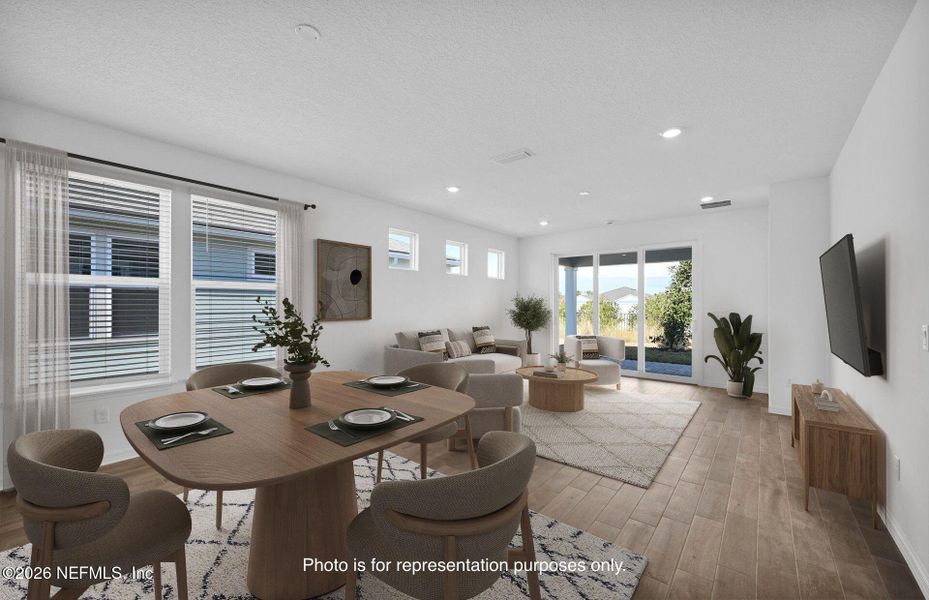 Furnished interior view inside a new home in Del Webb Wildlight, Yulee (Image 10).