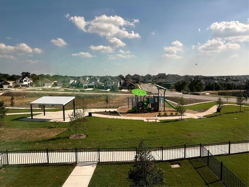 Pocket park view from secondary bedroom