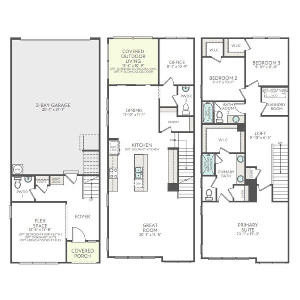 2D floor plan layout for the Aster by Tri Pointe Homes in Ross Farms, Charlotte, NC (Image 5).