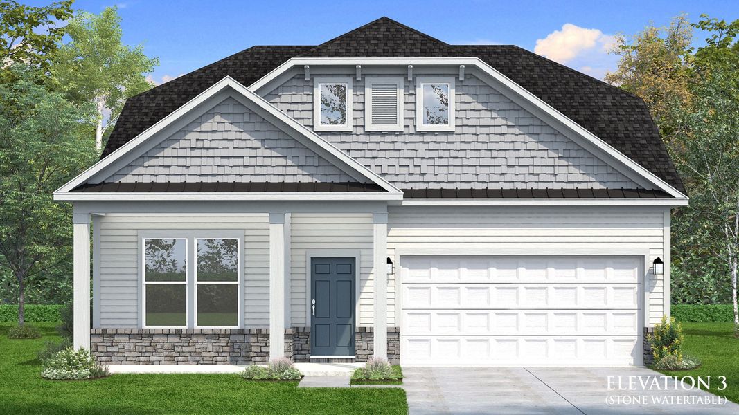 Representative exterior photo of a completed home built from the Greenwich by DRB Homes in Mason Glenn, Franklinton, NC (Image 13).