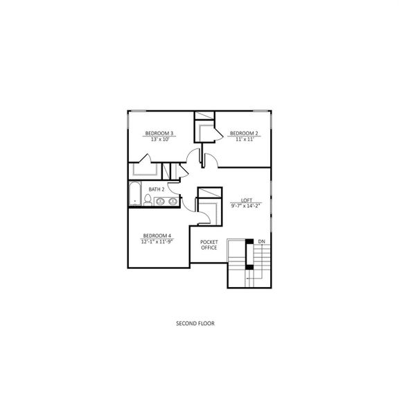 2D floor plan layout of this home in The Porch at Du Pre, Buda, TX (Image 6). 2D floor plan layout of this home in The Porch at Du Pre, Buda, TX (Image 6).