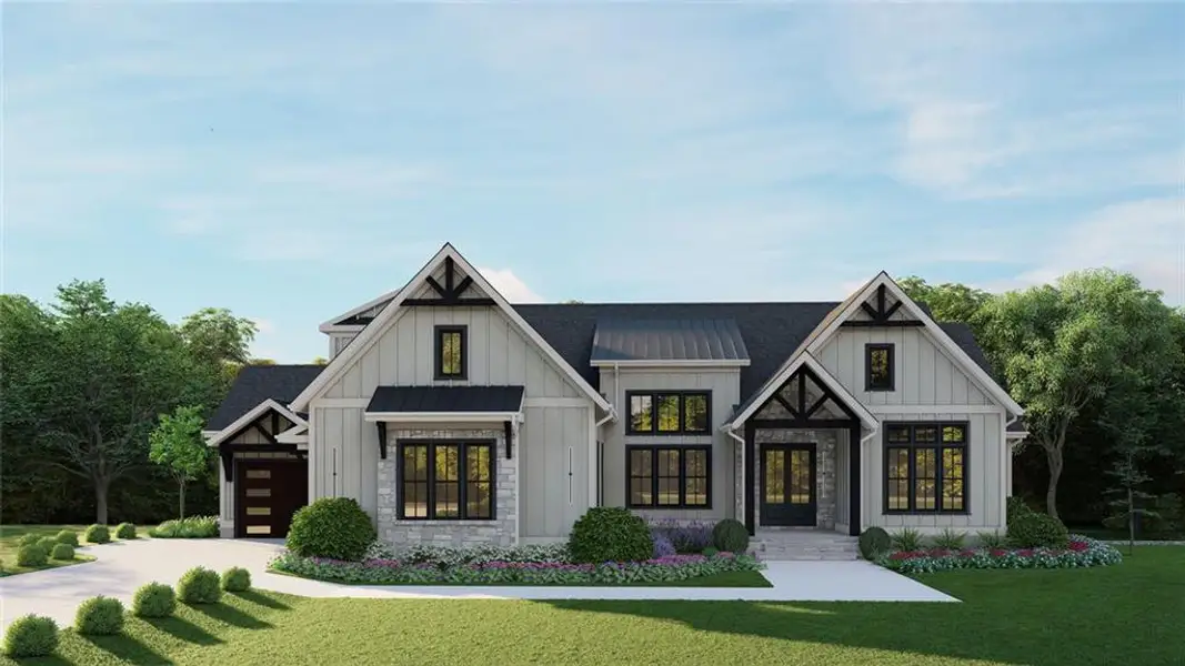 Front exterior of a new home in , Conyers, GA, highlighting curb appeal (Image 2). Front exterior of a new home in , Conyers, GA, highlighting curb appeal (Image 2).