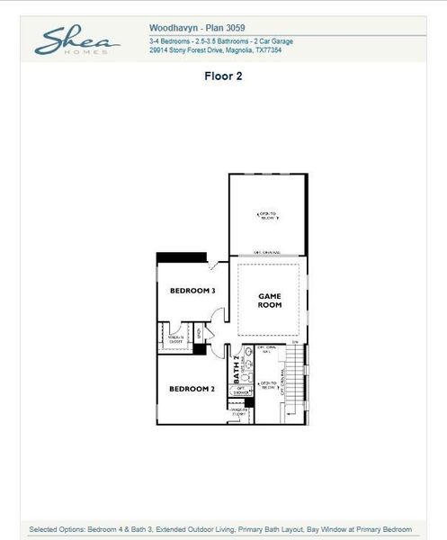 2D floor plan layout of this home in Woodhavyn 40', Magnolia, TX (Image 4). 2D floor plan layout of this home in Woodhavyn 40', Magnolia, TX (Image 4).