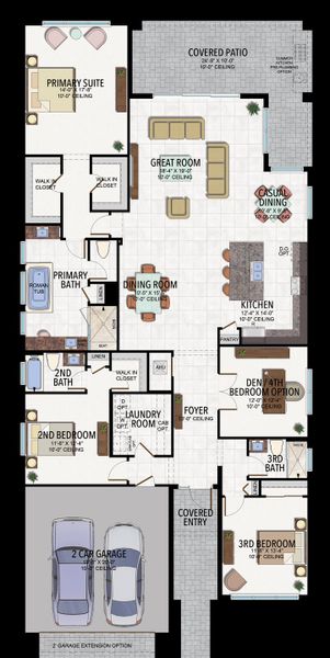 2D floor plan layout for the Claudia by GL Homes in Valencia Ridge (55+), Wesley Chapel, FL (Image 5).