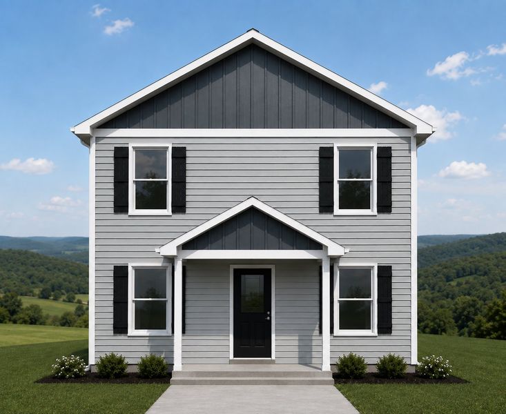 Representative exterior photo of a completed home built from the Branson by Enchanted Homes in Arcadia Village, Spartanburg, SC (Image 1). Representative exterior photo of a completed home built from the Branson by Enchanted Homes in Arcadia Village, Spartanburg, SC (Image 1).