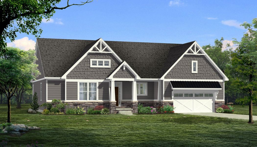 Representative exterior photo of a completed home built from the The Springfield by Norfolk Homes in Valleys, Jackson, MI (Image 1). Representative exterior photo of a completed home built from the The Springfield by Norfolk Homes in Valleys, Jackson, MI (Image 1).