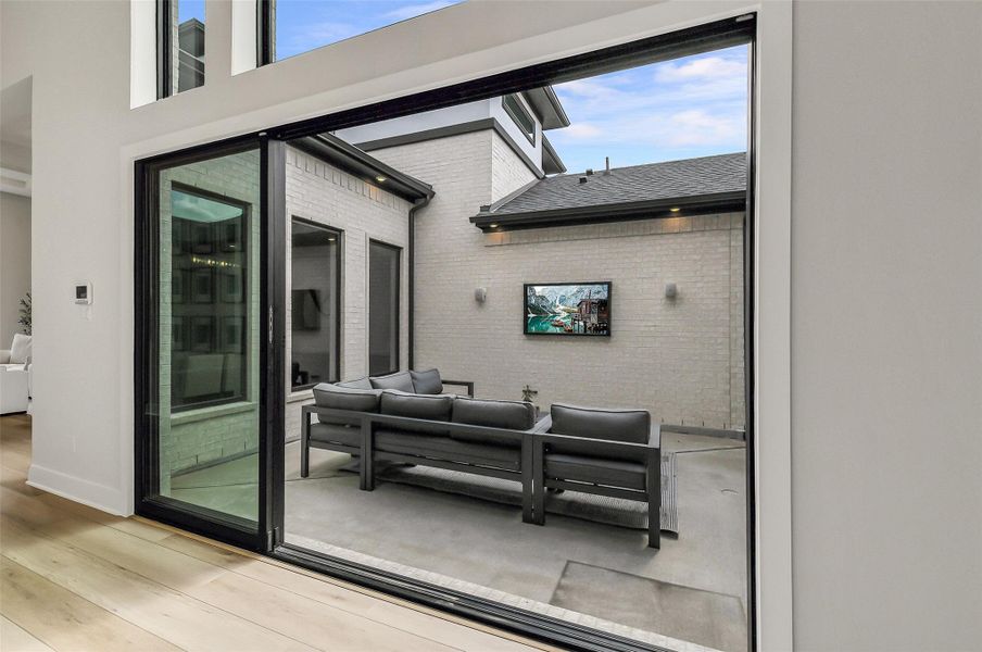 Exterior details and patio area of a home in Bridgeland 45', 50', 70', Cypress (Image 22). Exterior details and patio area of a home in Bridgeland 45', 50', 70', Cypress (Image 22).