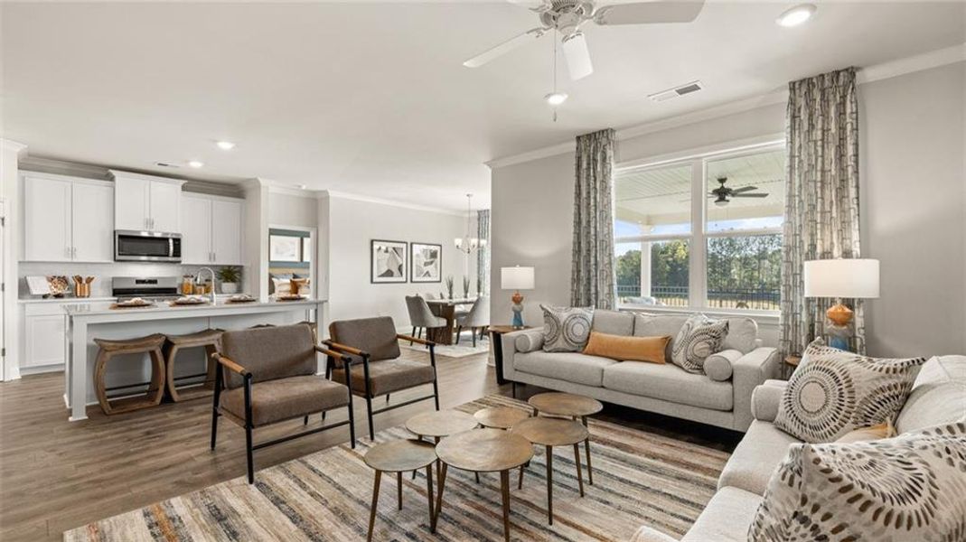 Furnished interior view inside a new home in Oak Ridge Meadows, Locust Grove (Image 8). Furnished interior view inside a new home in Oak Ridge Meadows, Locust Grove (Image 8).