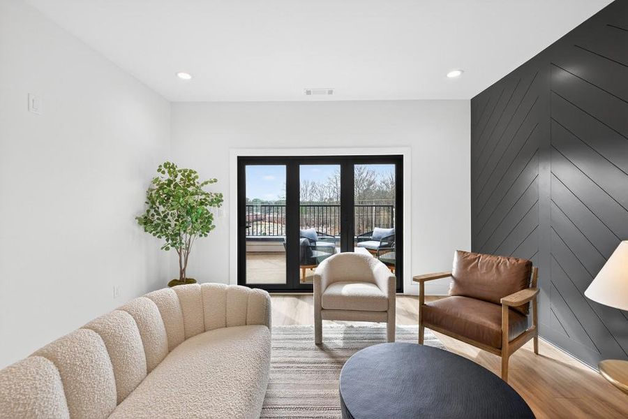 Furnished interior view inside a new home in Skyview On Broad, Sugar Hill (Image 55). Furnished interior view inside a new home in Skyview On Broad, Sugar Hill (Image 55).