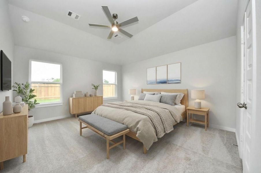 Virtually Staged - Pirmary Bedroom. Sample photo of completed home with similar floor plan. Actual colors and selections may vary.