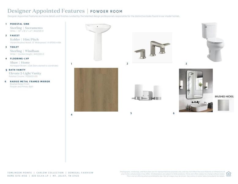 Sample of building materials used in homes in Tomlinson Pointe, Mount Juliet (Image 9).