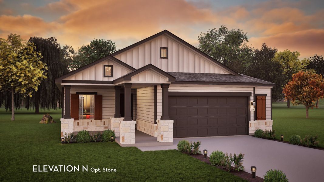 Representative exterior photo of a completed home built from the Comal by CastleRock Communities in Paramount, Kyle, TX (Image 6).