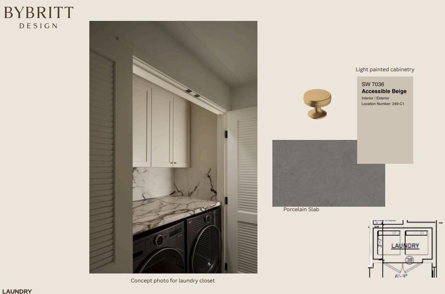 Laundry area featuring white shaker-style cabinetry, a stone countertop with prominent veining, and a porcelain slab backsplash