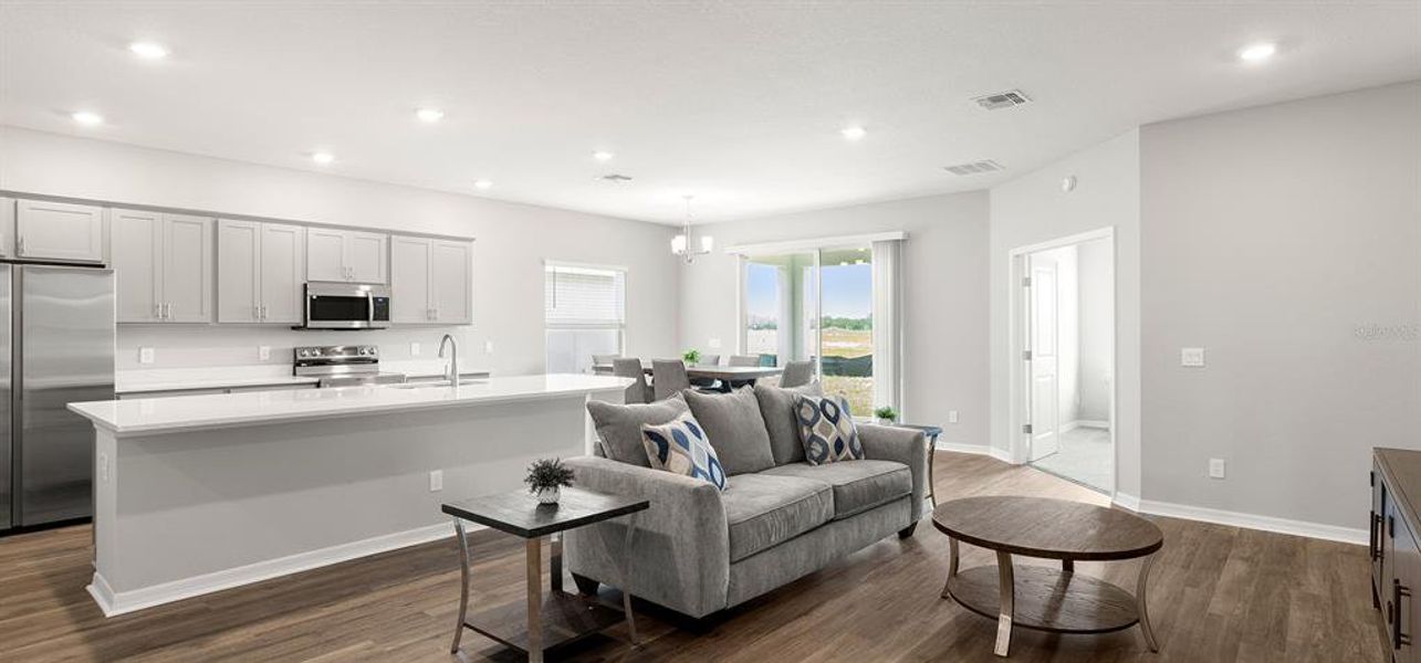 Furnished interior view inside a new home in Estates at Hickory Cove - Single-Family Homes, St. Cloud (Image 5). Furnished interior view inside a new home in Estates at Hickory Cove - Single-Family Homes, St. Cloud (Image 5).