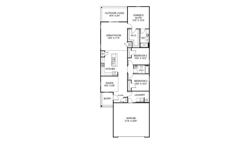 2D floor plan layout for the Arbor by Holiday Builders in Mahogany At Jubilee, Milton, FL (Image 3). 2D floor plan layout for the Arbor by Holiday Builders in Mahogany At Jubilee, Milton, FL (Image 3).