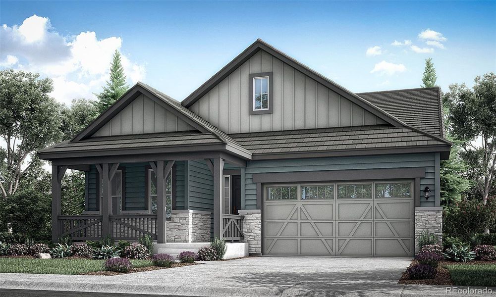 Front exterior of a new home in Ken-Caryl Ranch: The Monarch Collection, Littleton, CO, highlighting curb appeal (Image 1). Front exterior of a new home in Ken-Caryl Ranch: The Monarch Collection, Littleton, CO, highlighting curb appeal (Image 1).