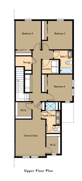 2D floor plan layout for the Midland by View Homes in Aspen Meadows – Townhomes, Colorado Springs, CO (Image 3).