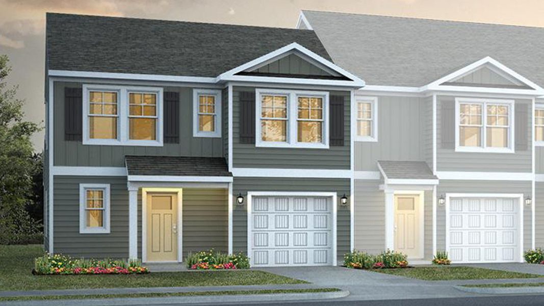 Front exterior of a new home in The Willows at Blake Farm, Wilmington, NC, highlighting curb appeal (Image 1).