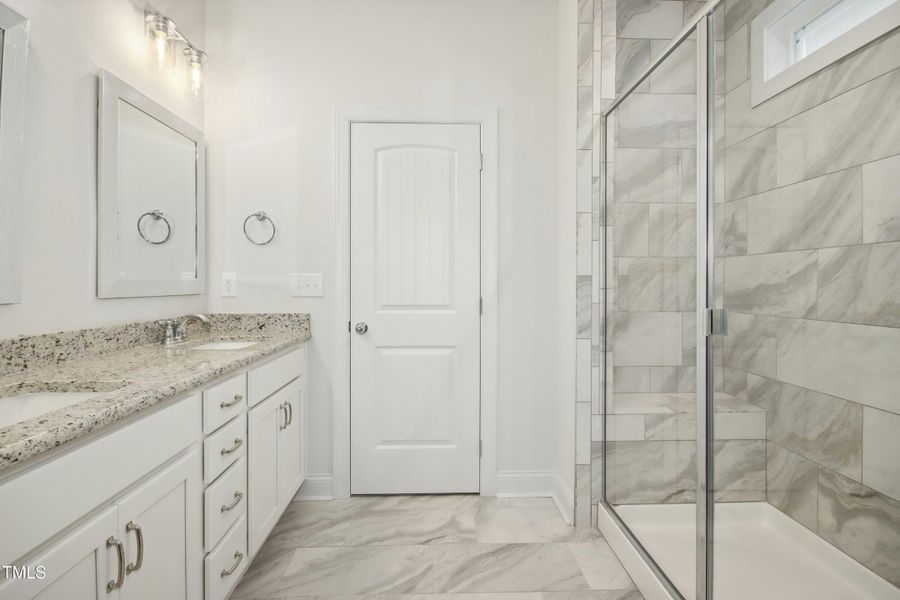 Walk in tile shower