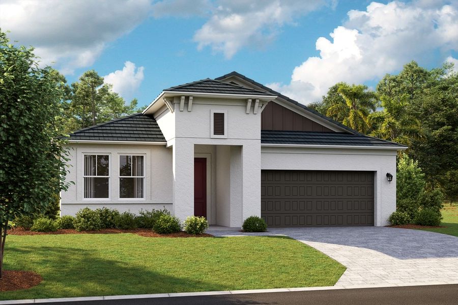 Representative exterior photo of a completed home built from the Mariposa by Casa Fresca Homes in Pasadena Woods, Dade City, FL (Image 6).