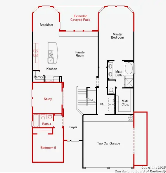 2D floor plan layout of this home in Homestead, Schertz, TX (Image 1).