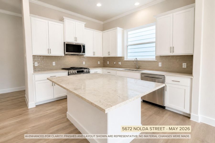 The kitchen is already giving “almost ready” energy. White cabinetry, quartz countertops, stainless appliances, and a classic tile backsplash are installed, making it easy for buyers to see the beautiful finishes coming together in real time. There's still time to add pendant lights or under cabinet lighting and make it your own! The kitchen is already giving “almost ready” energy. White cabinetry, quartz countertops, stainless appliances, and a classic tile backsplash are installed, making it easy for buyers to see the beautiful finishes coming together in real time. There's still time to add pendant lights or under cabinet lighting and make it your own!