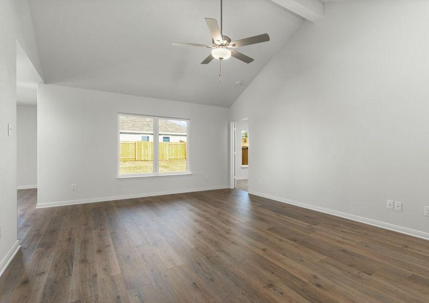 The family room of the Sabine has a large window. The family room of the Sabine has a large window.